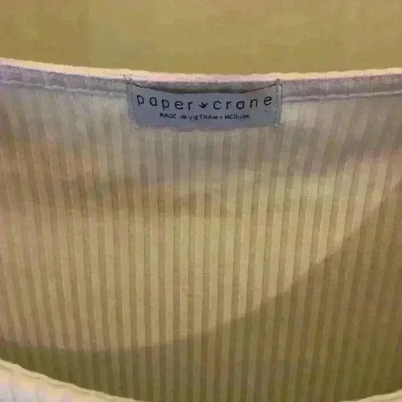 Paper Crane Women Top Blouse short sleeve cream Size M - Picture 3 of 5